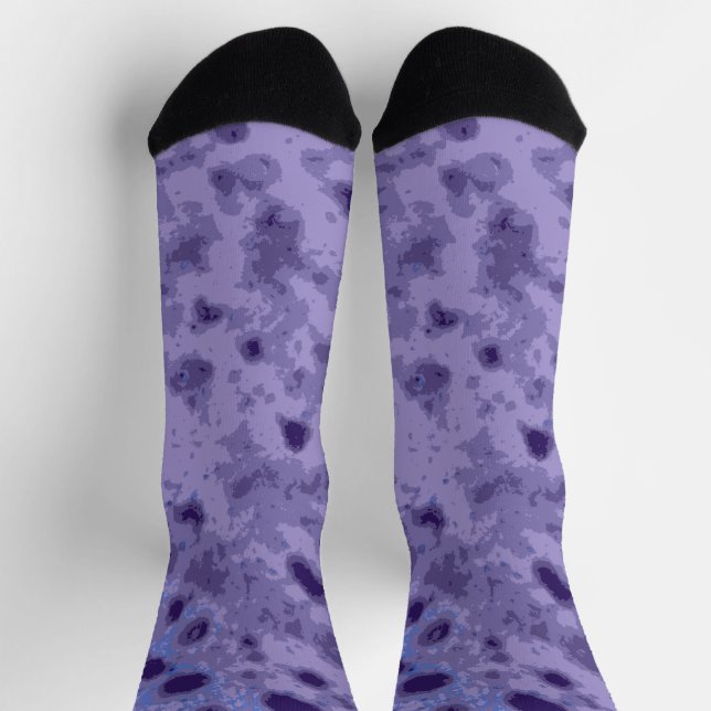 Chaussette Violet bleu violet abstrait motif en détresse (Haut)
