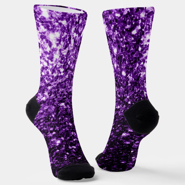 Chaussette Violet foncé faux paillettes brillantes scintillen (Angulaire)