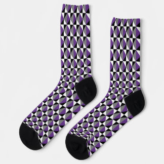 Chaussette Violet, gris, noir et blanc Carré et diamant