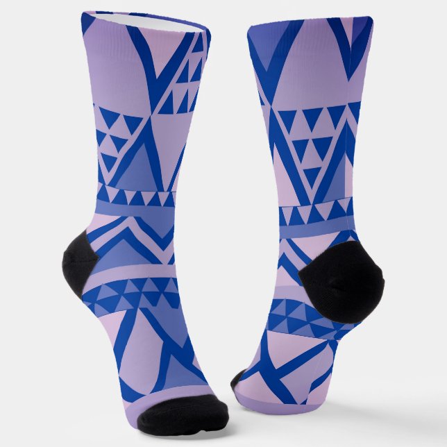 Chaussette Violet Motif d'art tribal simple (Angulaire)