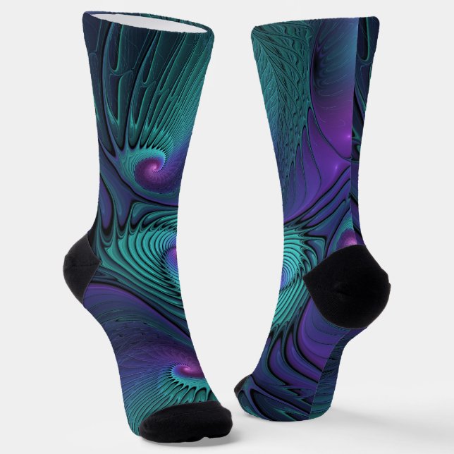 Chaussette Violet rencontre l'art fractal abstrait moderne tu (Angulaire)