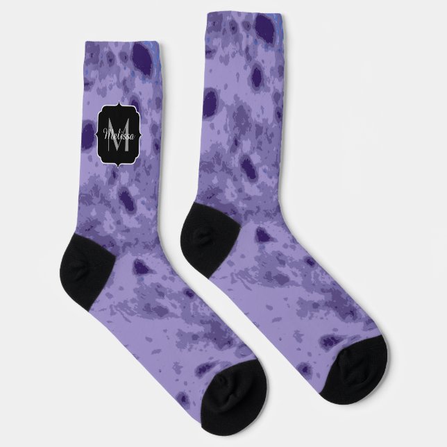 Chaussette Violet violet abstrait motif en détresse Monogramm (Droite)