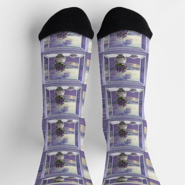 Chaussette violettes dans un bocal de lune (Haut)