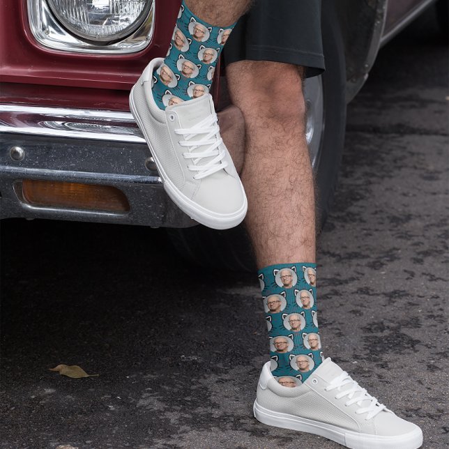 Chaussette Visage de chat avec photo de petit ami petite amie (Créateur téléchargé)