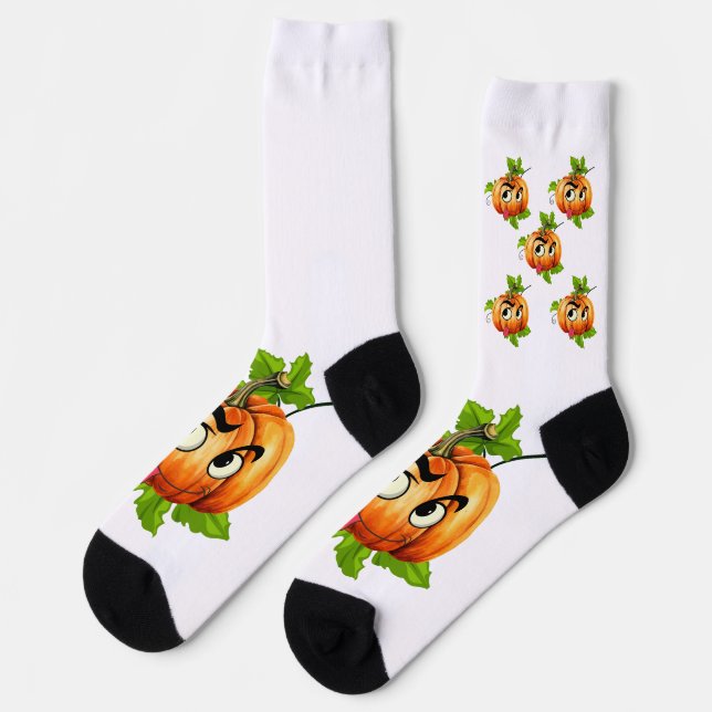 Chaussette Visage de Citrouille drôle d'Halloween (Gauche)