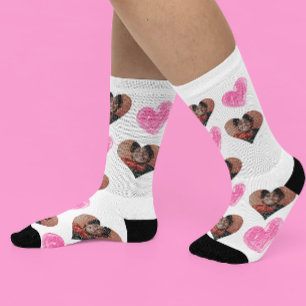 Chaussette Visage de photo de coeur de coutume de jour de Val