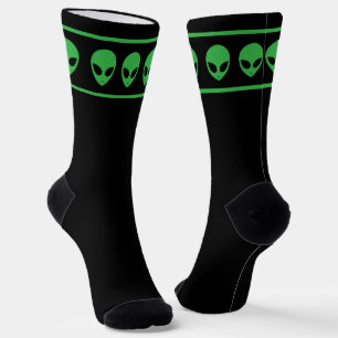 Chaussette Visages Aliens Vert et Noir Extraterrestre