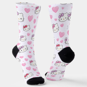 Chaussette Visages de Chat Mignons & Motif de Cœurs Style Kaw