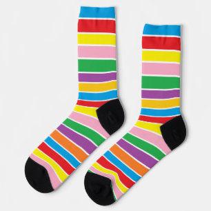 Chaussette Vives rayures arc-en-ciel colorées
