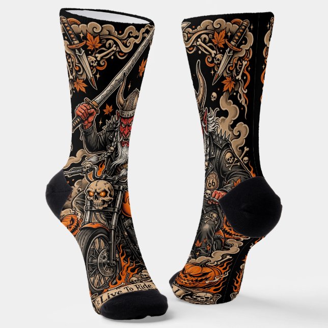 Chaussette Vivez pour Rouler Variation I- Route 66 Samurai On (Angulaire)