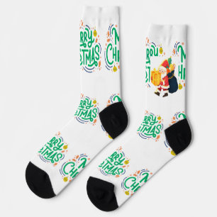 Chaussette Vœux de Noël Imprimé Équipage Premium Durable 