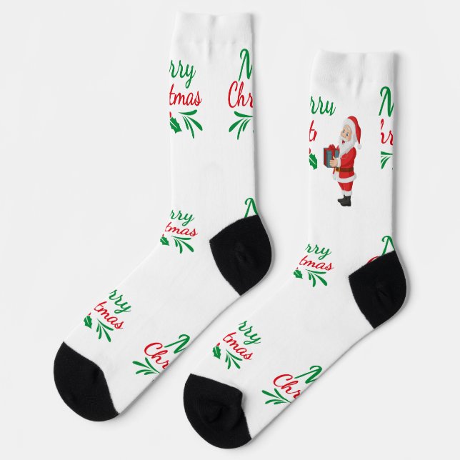 Chaussette Vœux de Noël imprimés Crew Premium  (Gauche)