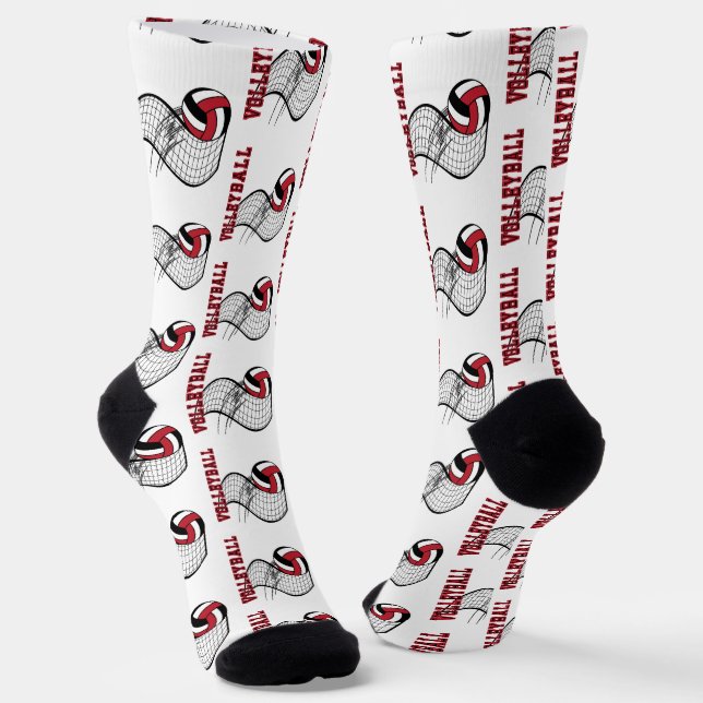 Chaussette Volleyball - Rouge, Noir, Blanc (Angulaire)
