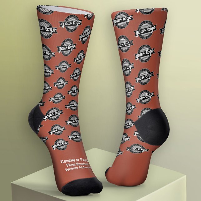 Chaussette Votre logo - Blanc Type - Terra Cotta (Custom Logo Socks)