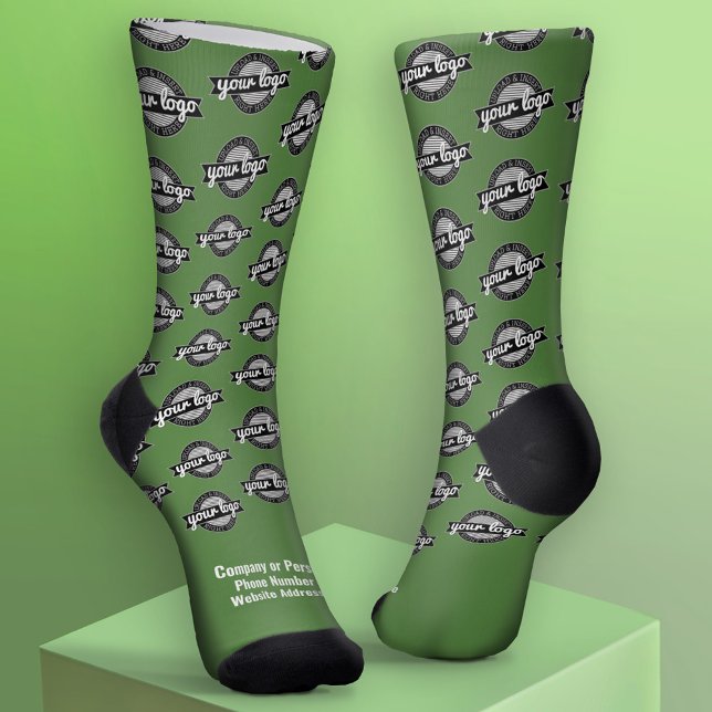 Chaussette Votre logo - Blanc Type - Vert (Custom Logo Socks)