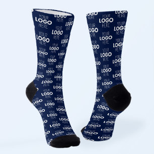 Chaussette Votre logo ou motif répétitif d'image Bleu marin