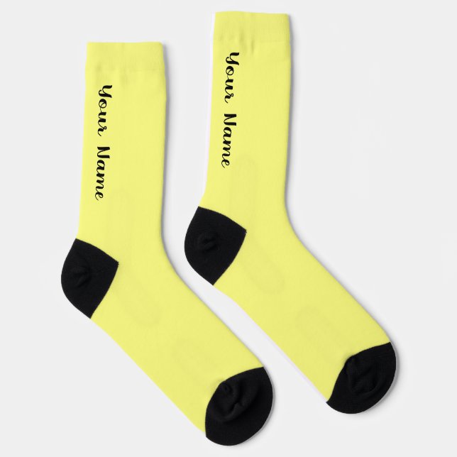 Chaussette VOTRE NOM Chaussettes d'équipage Jaune personnalis (Droite)