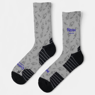 Chaussette Votre nom dans l'espace avec des fusées