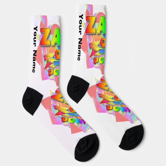 Chaussette VOTRE NOM Personnalisez Zap Ouch Pow Crew Socks (Droite)