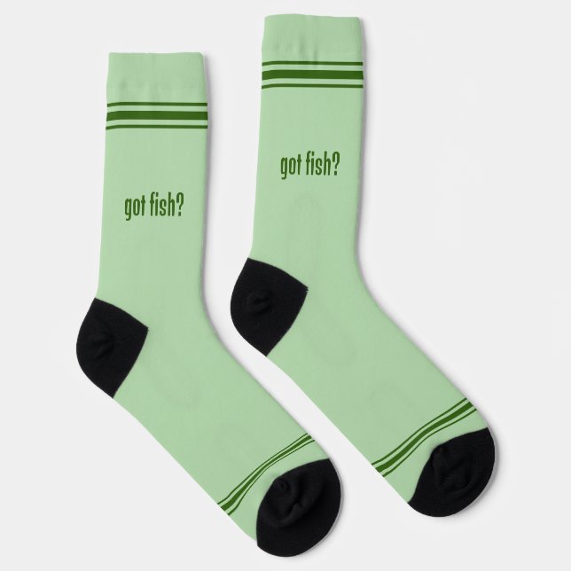 Chaussette Vous avez du poisson ? Poisson vert sur vert pâle  (Droite)