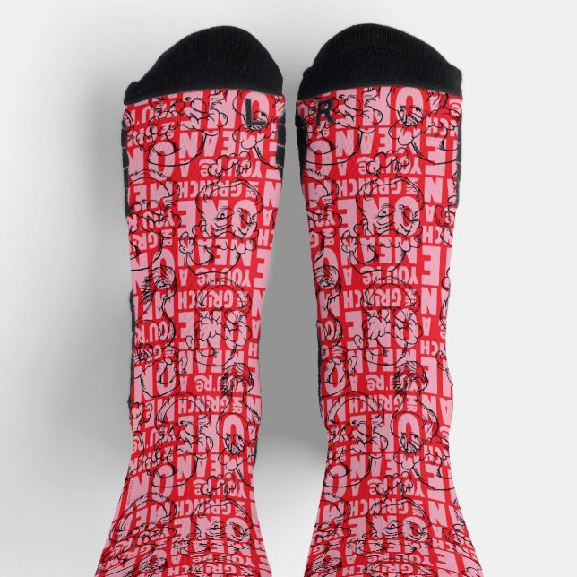 Chaussette Vous êtes un moyen, M. Grinch Motif rouge (Haut)