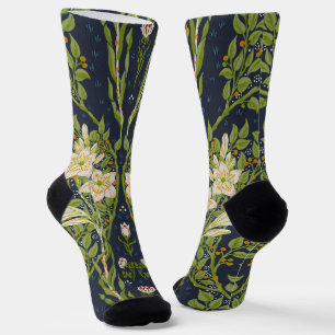 Chaussette Walter Crane Branches Berry avec Lys blancs
