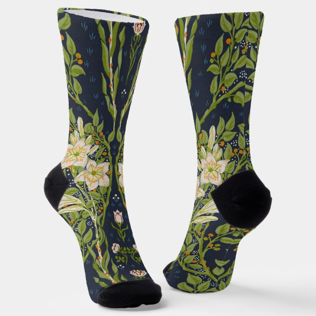 Chaussette Walter Crane Branches Berry avec Lys blancs (Angulaire)