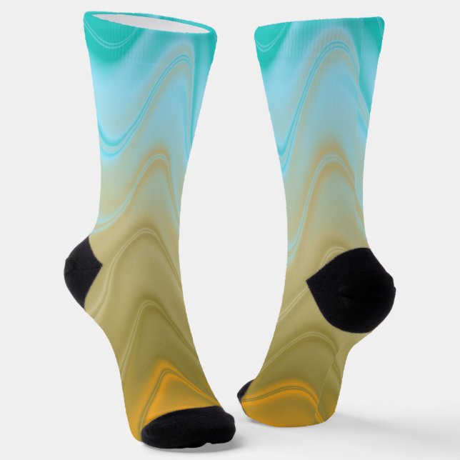 Chaussette Wavy Blue Green Orange Abstract (Angulaire)