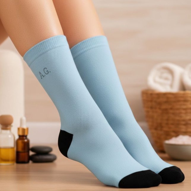 Chaussette Wellness Waters Socks - Pastel Blue with Initials (Créateur téléchargé)