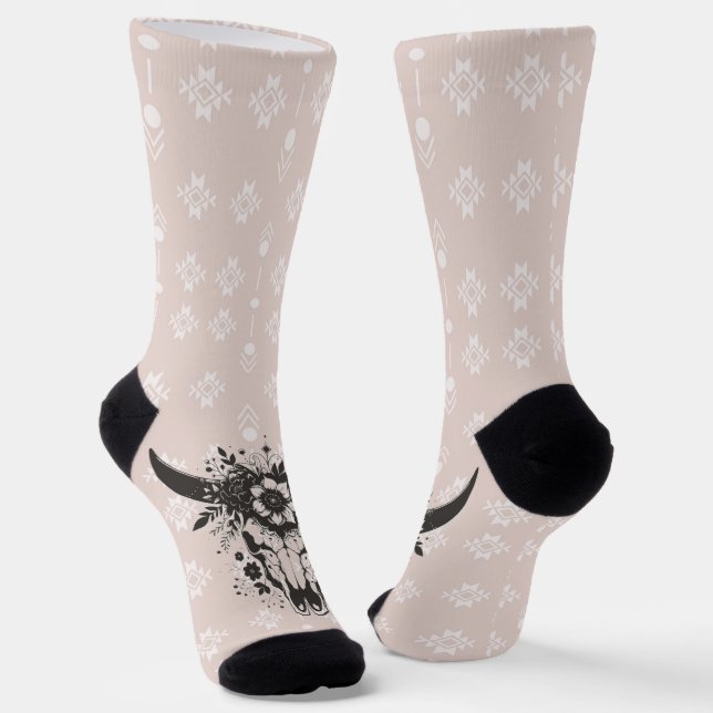 Chaussette Western Boho Longhorn Floral Socks (Angulaire)
