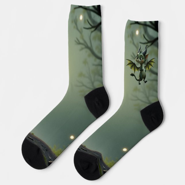 Chaussette Where moonbeams dance, little mischief awakens.  (Gauche)