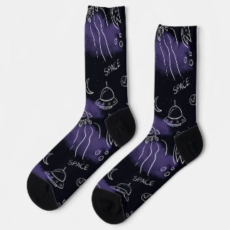 Chaussette Whimsical Purple Outer Space Seamless Pattern