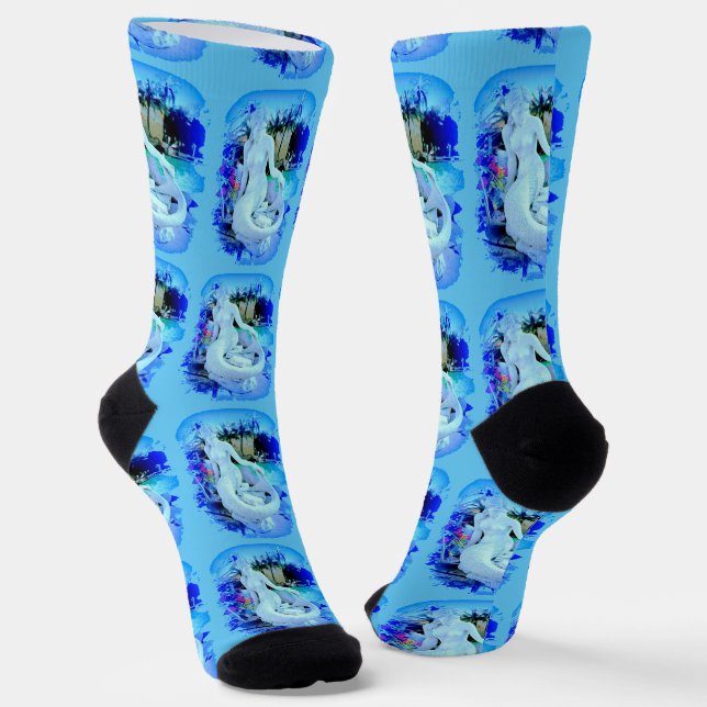 Chaussette White Mermaid Sitting Thunder_Cove (Angulaire)