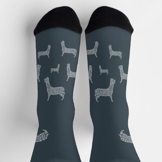 Chaussette White Paw Print Dog Silhouette Pattern Fabric (Haut)
