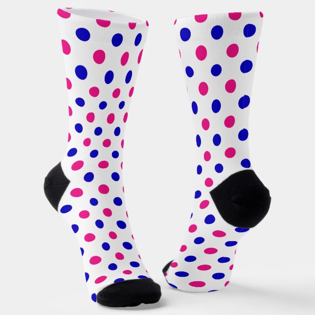 Chaussette White Pink Blue Polka Dot Pattern (Angulaire)