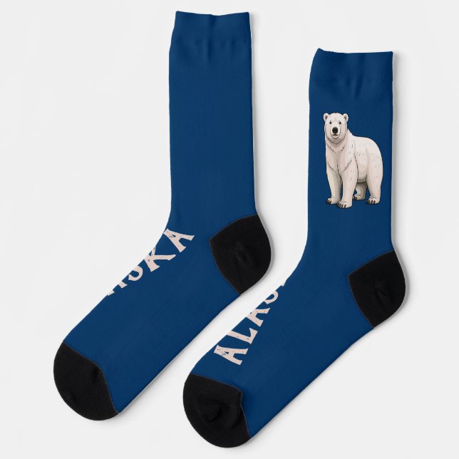 Chaussette White Polar Bear on Blue Alaska (Gauche)