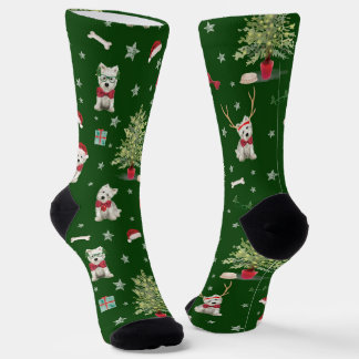 Chaussette White Westie Christmas Whimsical