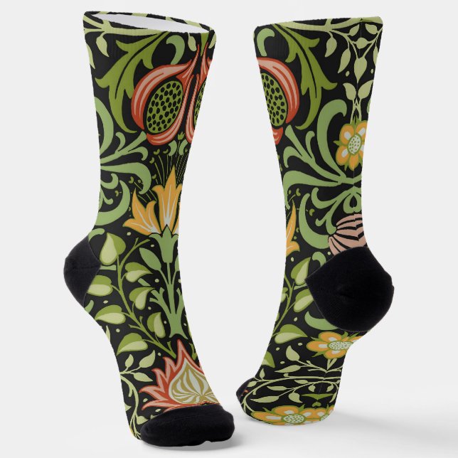 Chaussette William Morris Conception botanique florale persan (Angulaire)