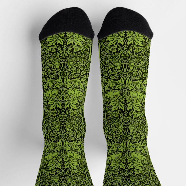 Chaussette William Morris Frère Lapin Vert Sauge Noir (Haut)