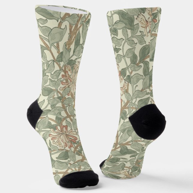 Chaussette William Morris Honeysuckle Vert Floral (Angulaire)