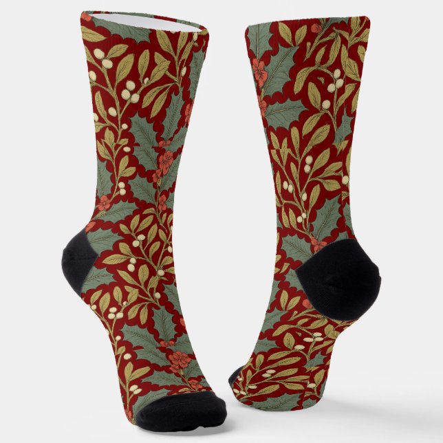 Chaussette William Morris Inspiré Holly & Mistletoe (Angulaire)