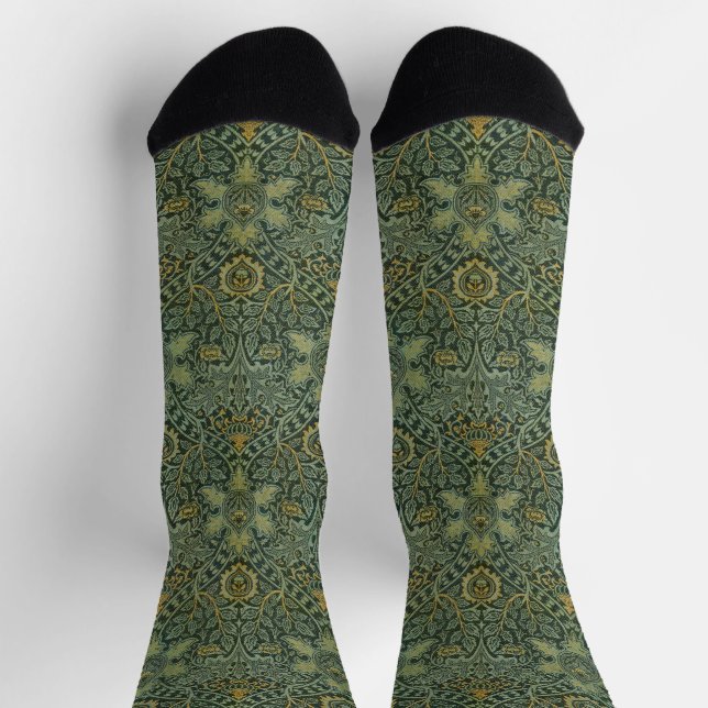 Chaussette William Morris Ispahan Vert sarcelle Floral Art (Haut)