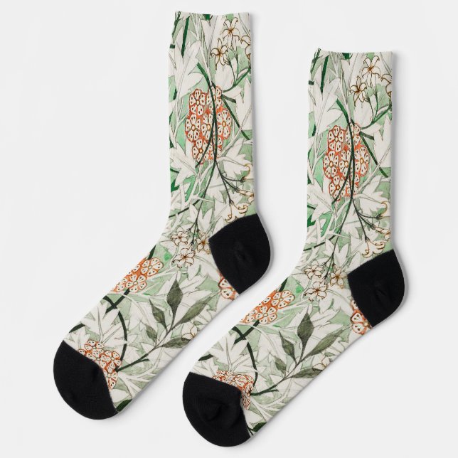Chaussette William Morris Jardin Fleur de Jasmin Classique (Gauche)