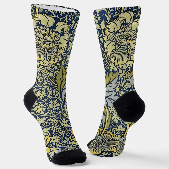 Chaussette William Morris Kennet Fond d'écran Floral Bleu (Angulaire)