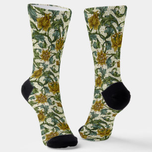 Chaussette William Morris modèle floral à tige unique