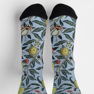 Chaussette William Morris Motif Fruit Rouge Grenade Vintage