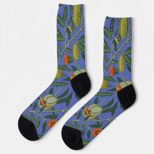 Chaussette William Morris Pomegranate Bleu papier peint color