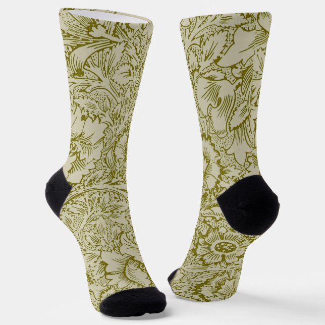 Chaussette William Morris Poppy Classic Floral Green (Angulaire)