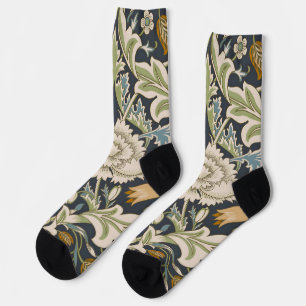 Chaussette William Morris Severn Bleu de Nuit Floral Art