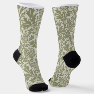 Chaussette William Morris Thistle Sage Green Motif
